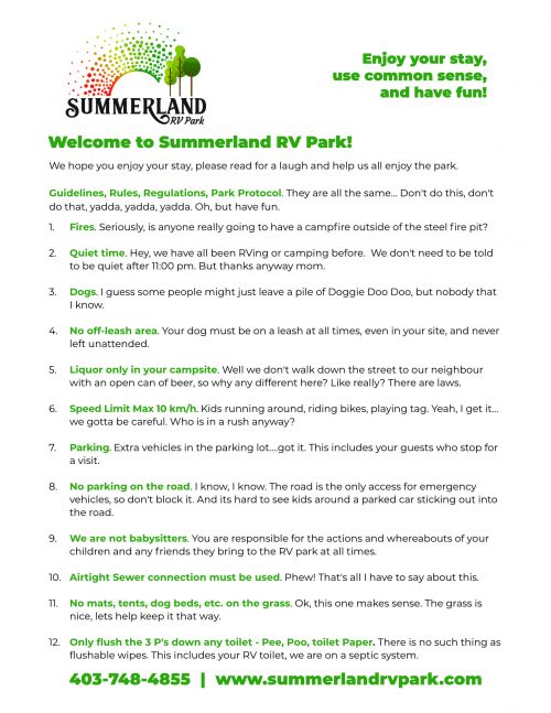 Gull Lake Alberta RV Park, Full Service Summerland RV Park